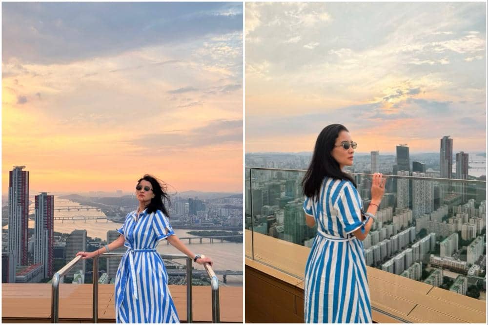 10 Potret Marcella Zalianty Menikmati Sunset dari 63 SkyPicnic, Seoul!