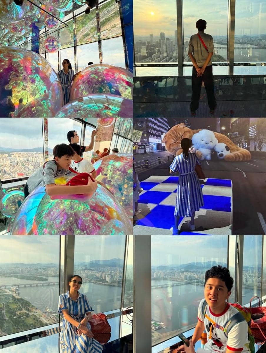 Marcella Zalianty menikmati sunset dari 63 SkyPicnic