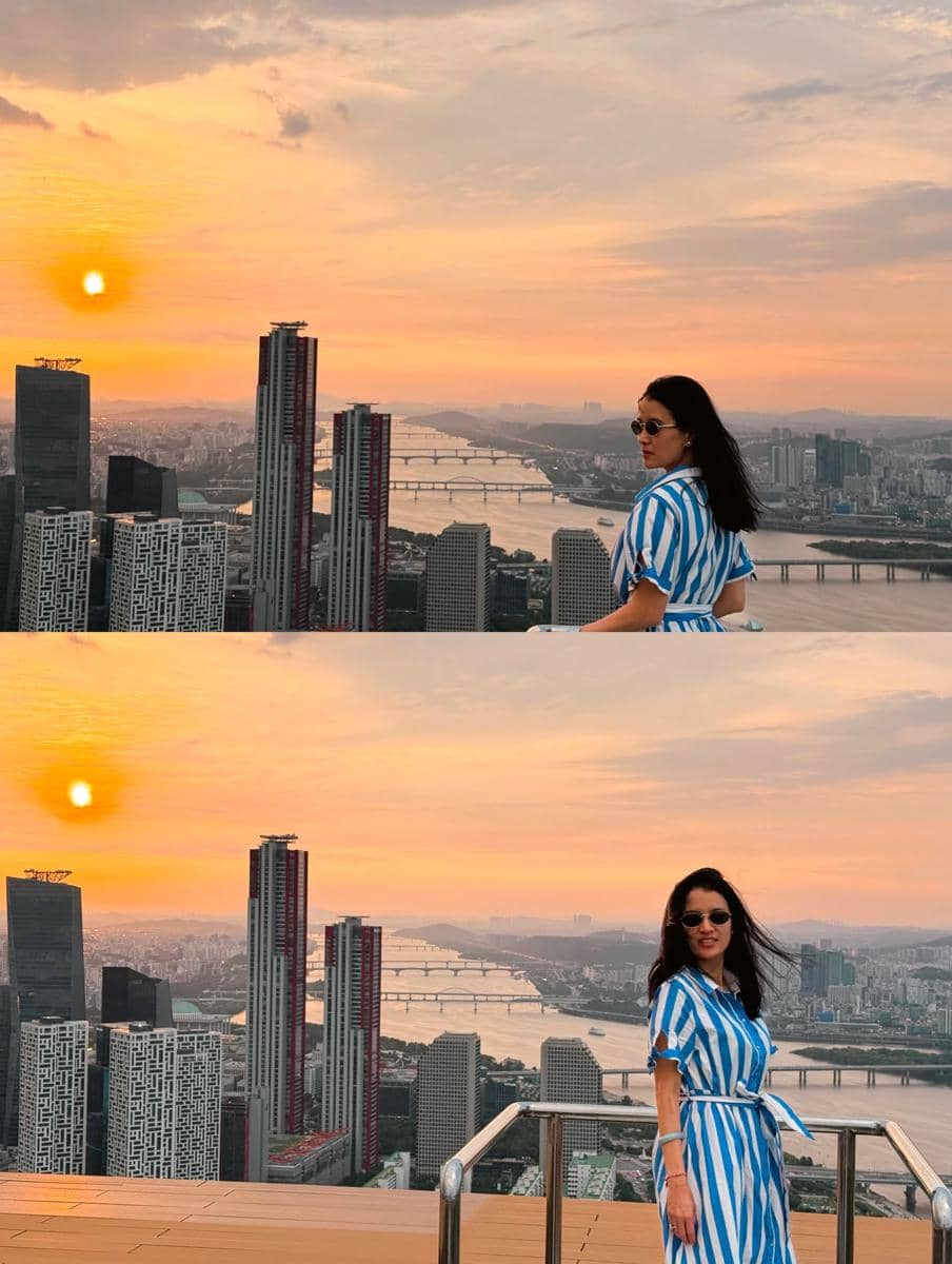 Marcella Zalianty menikmati sunset dari 63 SkyPicnic
