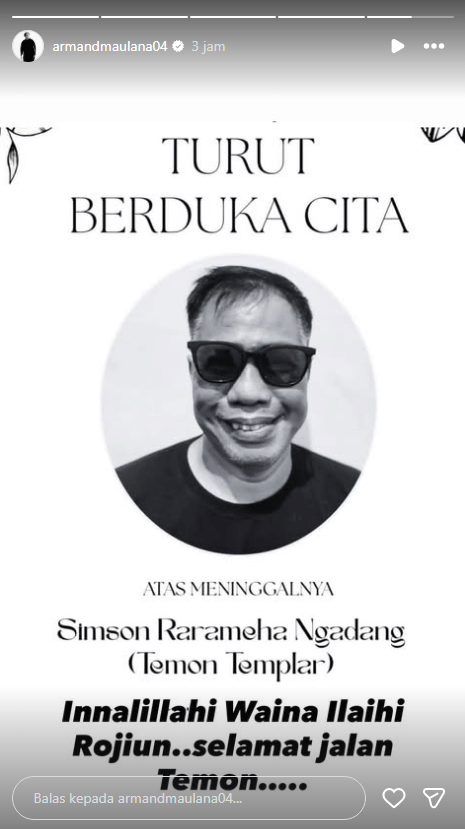 Ungkapan dukacita dari kalangan artis untuk Temon (instagram.com/armandmaulana04)