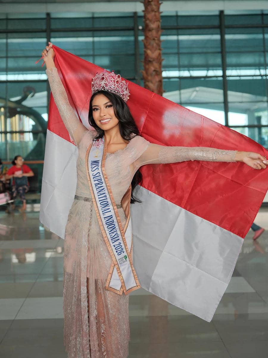 potret keberangkatan Agnes Rahajeng ke ajang Miss Supranational 2026