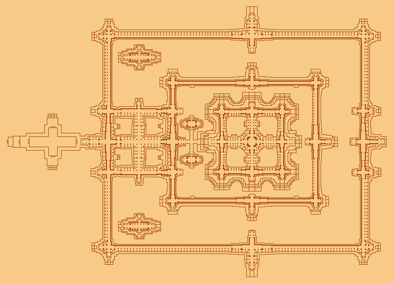 Denah arsitektur kompleks candi Angkor Wat di Kamboja.