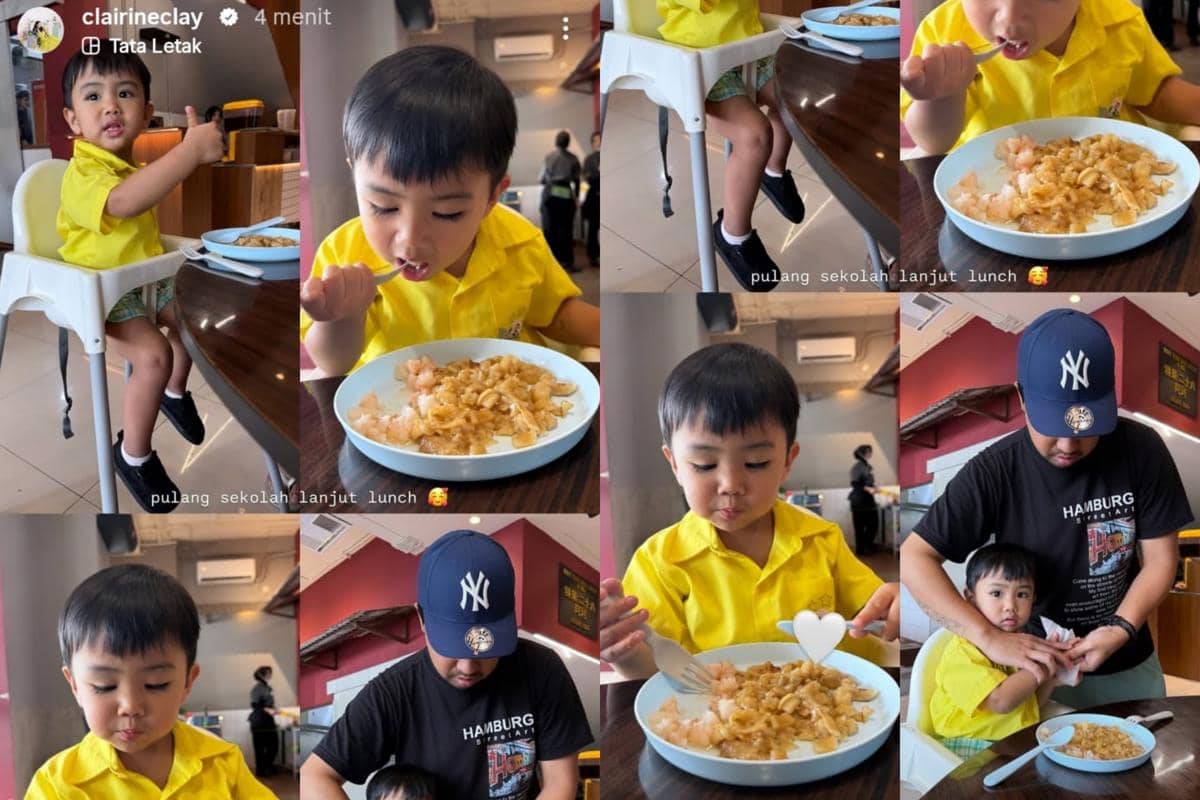 Hari pertama anak Joshua Suherman dan Clairine Clay masuk sekolah