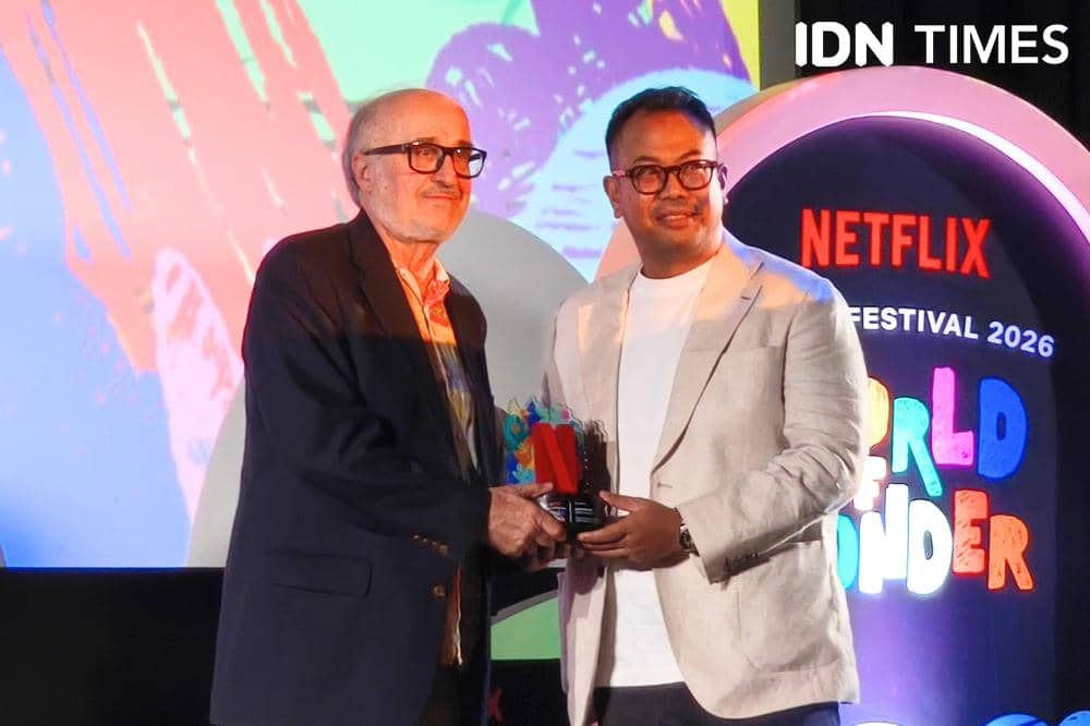 Potret Andrew Guerdat dalam acara yang digelar Netflix di Jakarta, Sabtu (11/7/2026) (IDN Times/Juan Dwi)