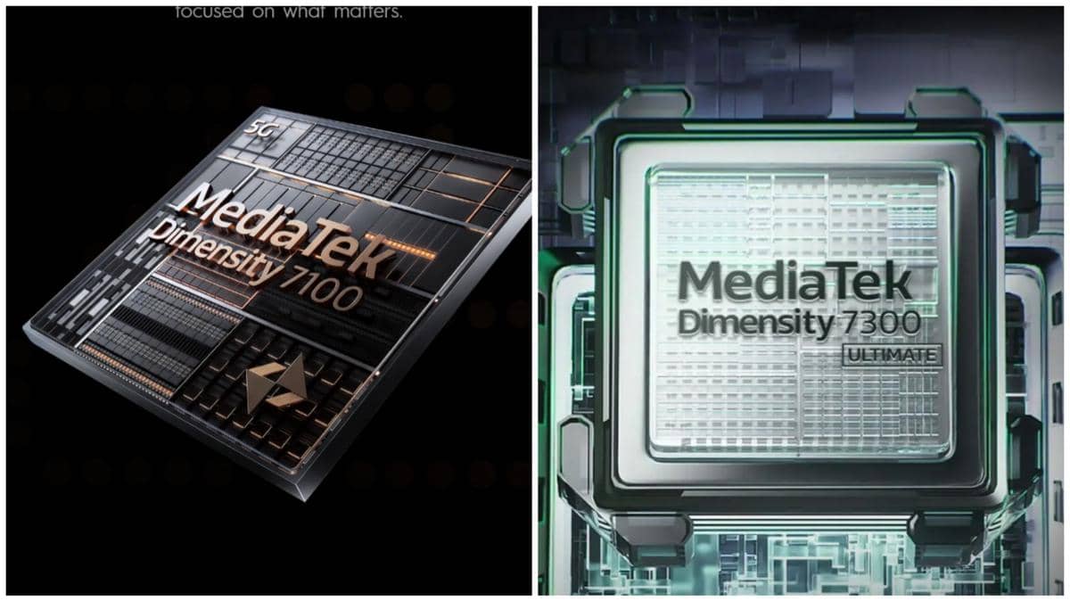ilustrasi CPU MediaTek Dimensity 7100 (kiri) dan MediaTek Dimensity 7300 (kanan)