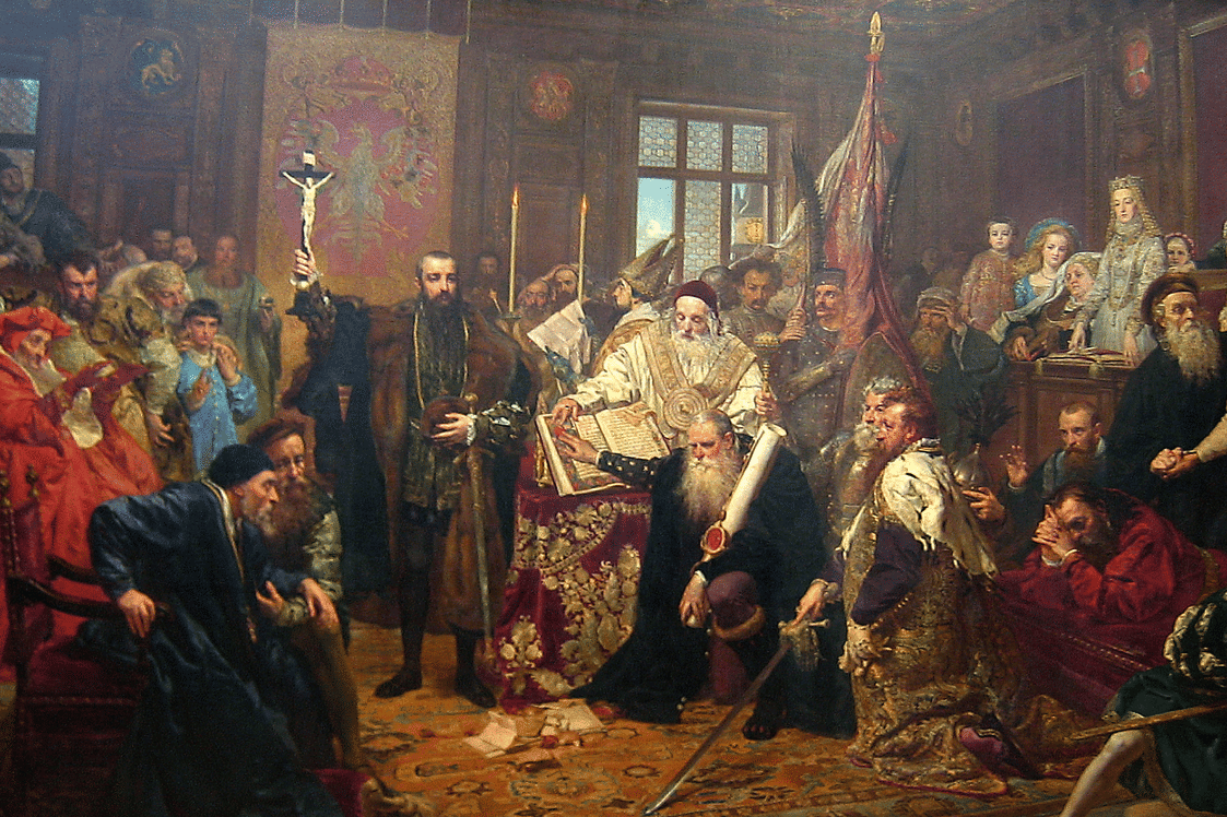 Ilustrasi penandatanganan Uni Lublin yang menyatukan Polandia dan Lituania pada 1569