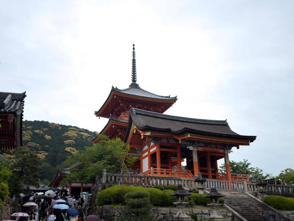 ilustrasi kuil di Kyoto, Jepang