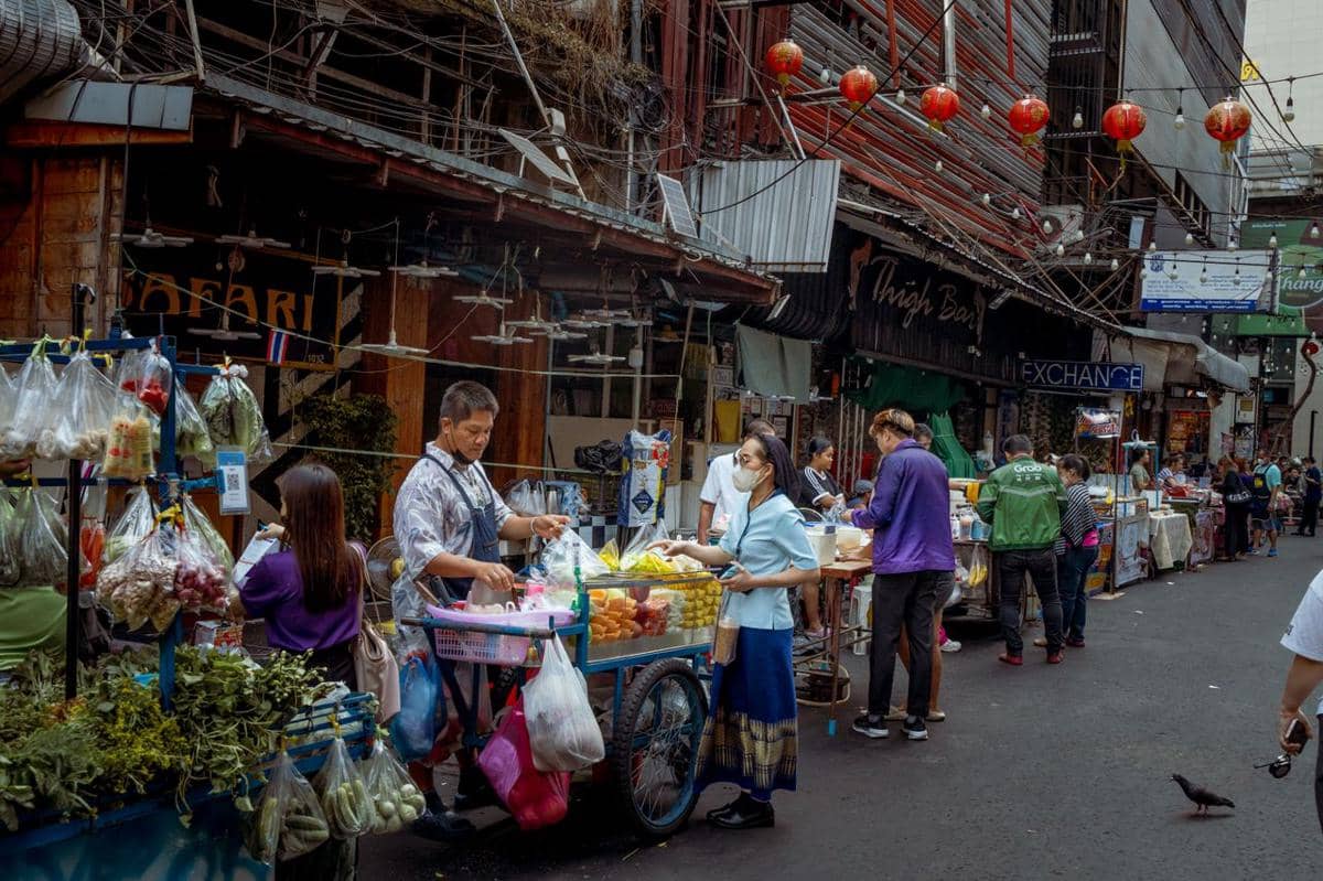 Potret street market, pasar di Bangkok, Thailand