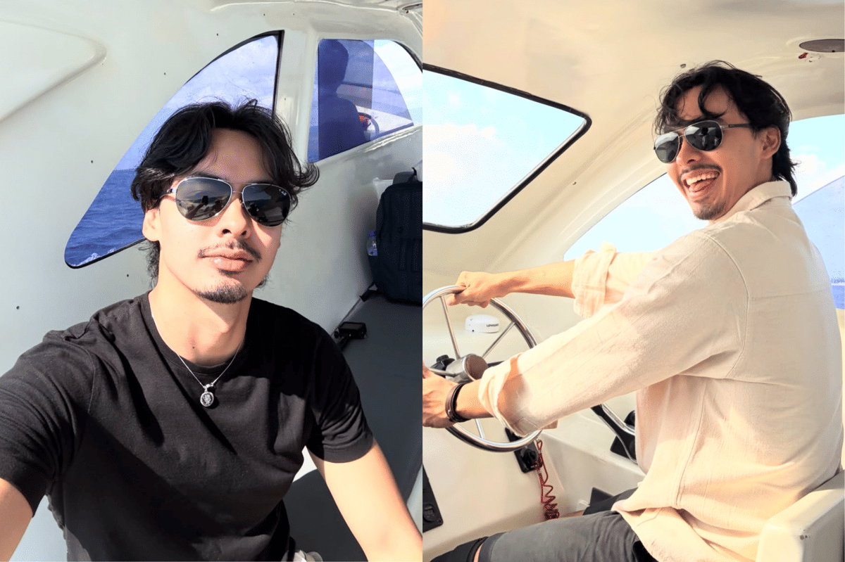 7 Potret Fattah Syach Liburan di Lombok, Pamer Kumis Tipis!