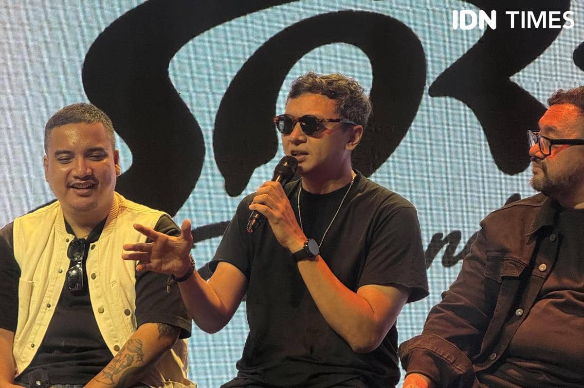 Iga Massardi dalam konferensi pers The Sounds Project pada Selasa (14/7/2026)
