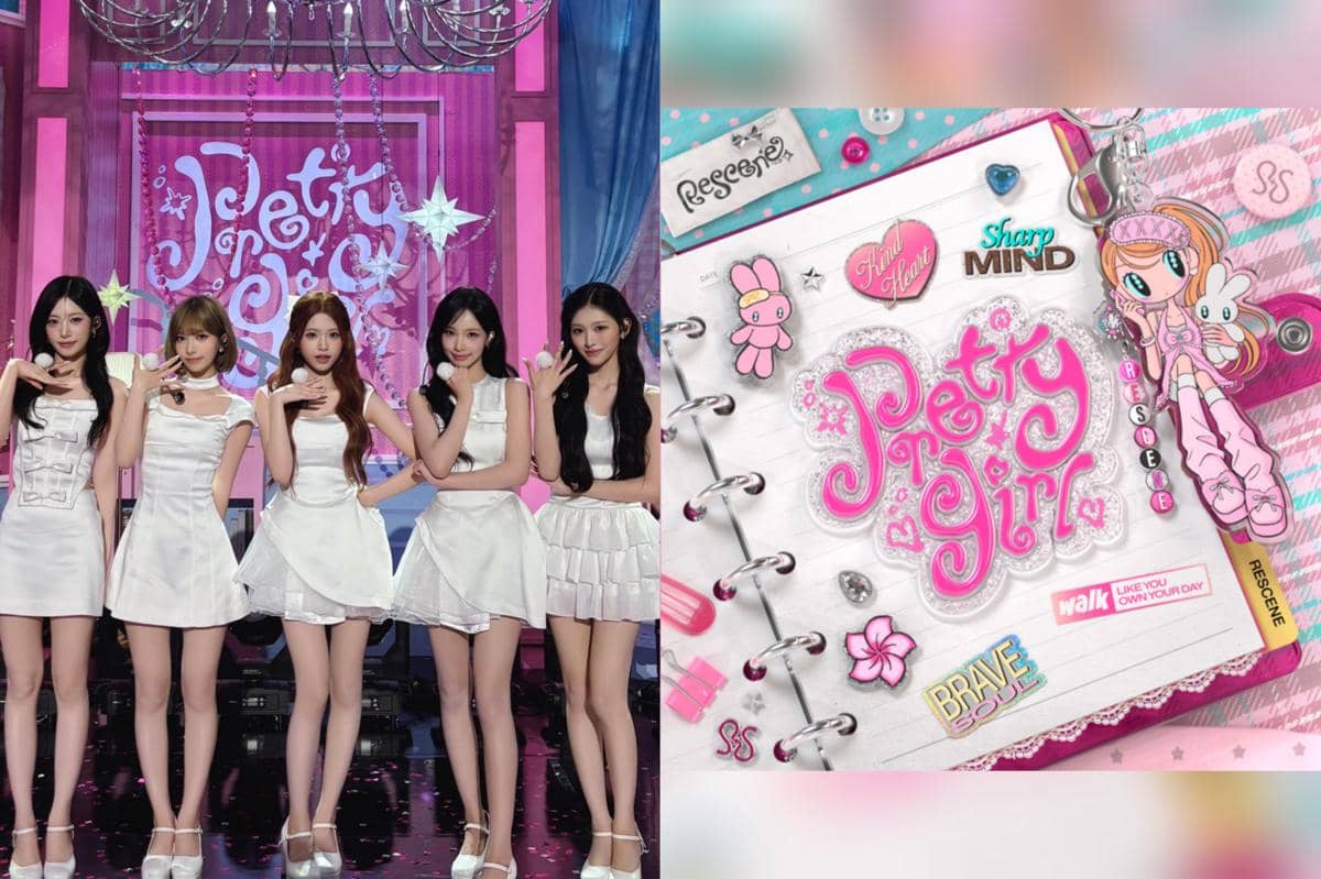 RESCENE dalam foto grup untuk promosi "Pretty Girl" di panggung Music Core
