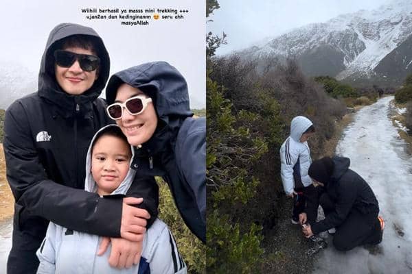 Momen Citra Kirana dan Rezky Aditya Trekking di Gunung Cook, New Zealand