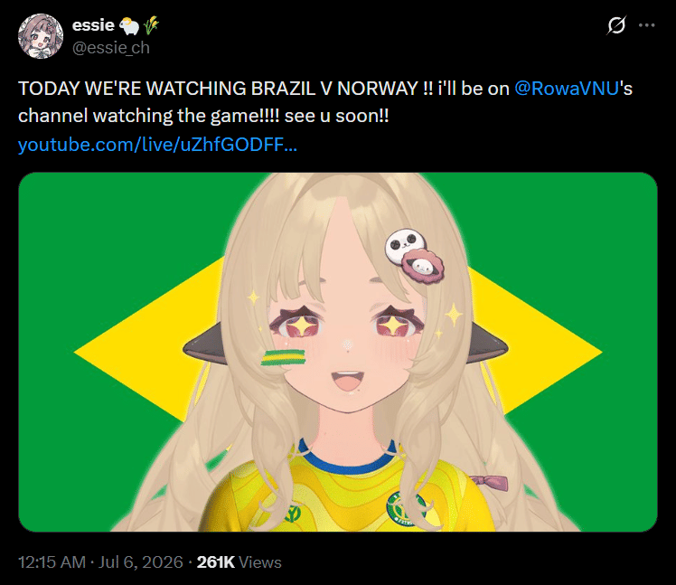 Kisah Kutukan Vtuber Essie di Piala Dunia 2026, Bahkan Prancis Kena?