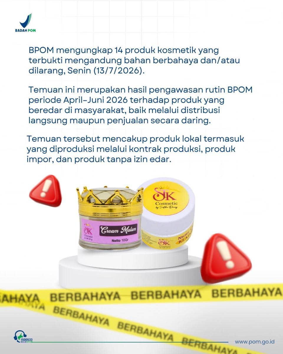 Daftar Kosmetik Berbahaya dari BPOM Terkini (instagram.com/bpom_ri)