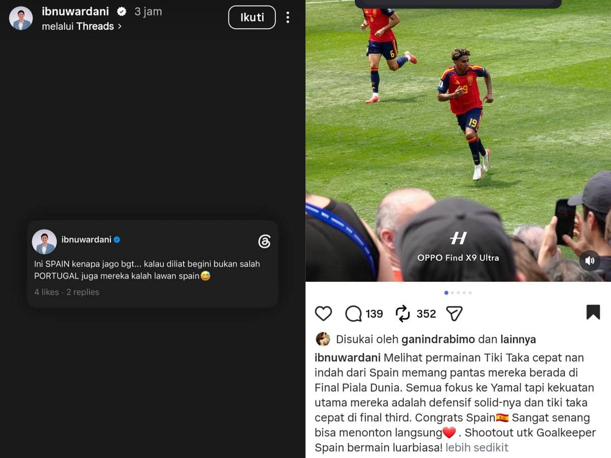 Reaksi artis Indonesia nonton match Prancis vs Spanyol di Piala Dunia 2026