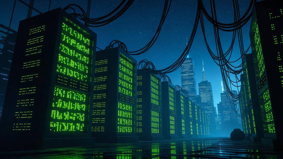 Ilustrasi pusat data dan infrastruktur digital sebagai pendukung pelayanan publik berbasis teknologi.