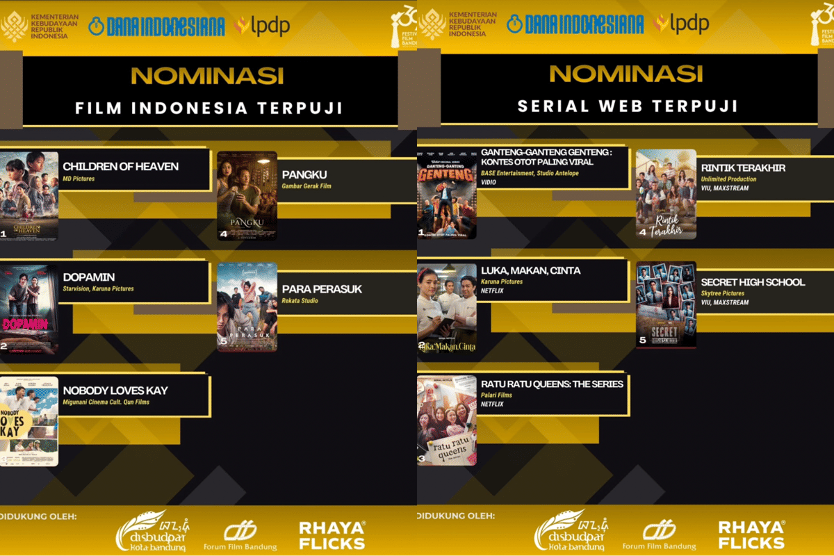 Daftar Nominasi Festival Film Bandung 2026, Ada Jagoanmu?