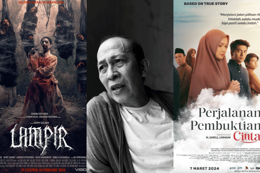 poster film Lampir dan Perjalanan Pembuktian Cinta serta potret mendiang Yayu Unru