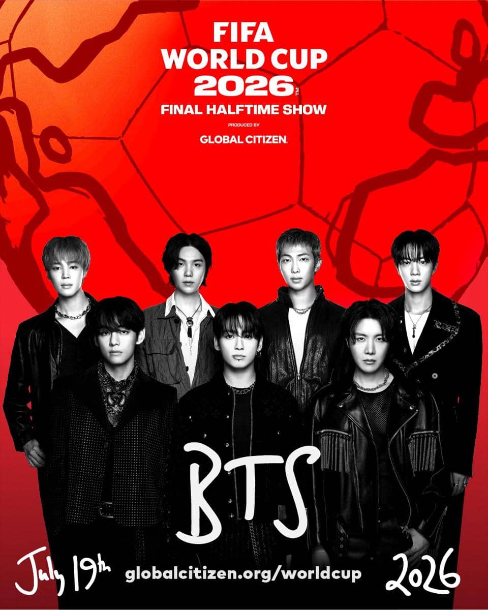 poster BTS untuk acara Final Halftime Show Piala Dunia 2026