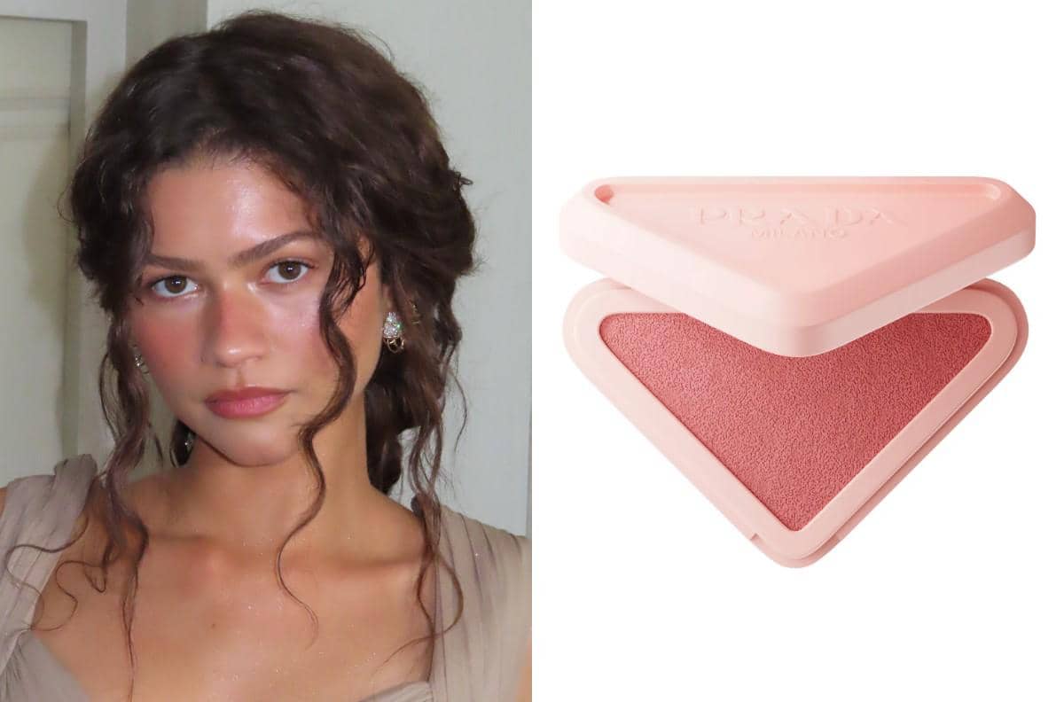 Detail makeup angelic Zendaya dan produk blush Prada