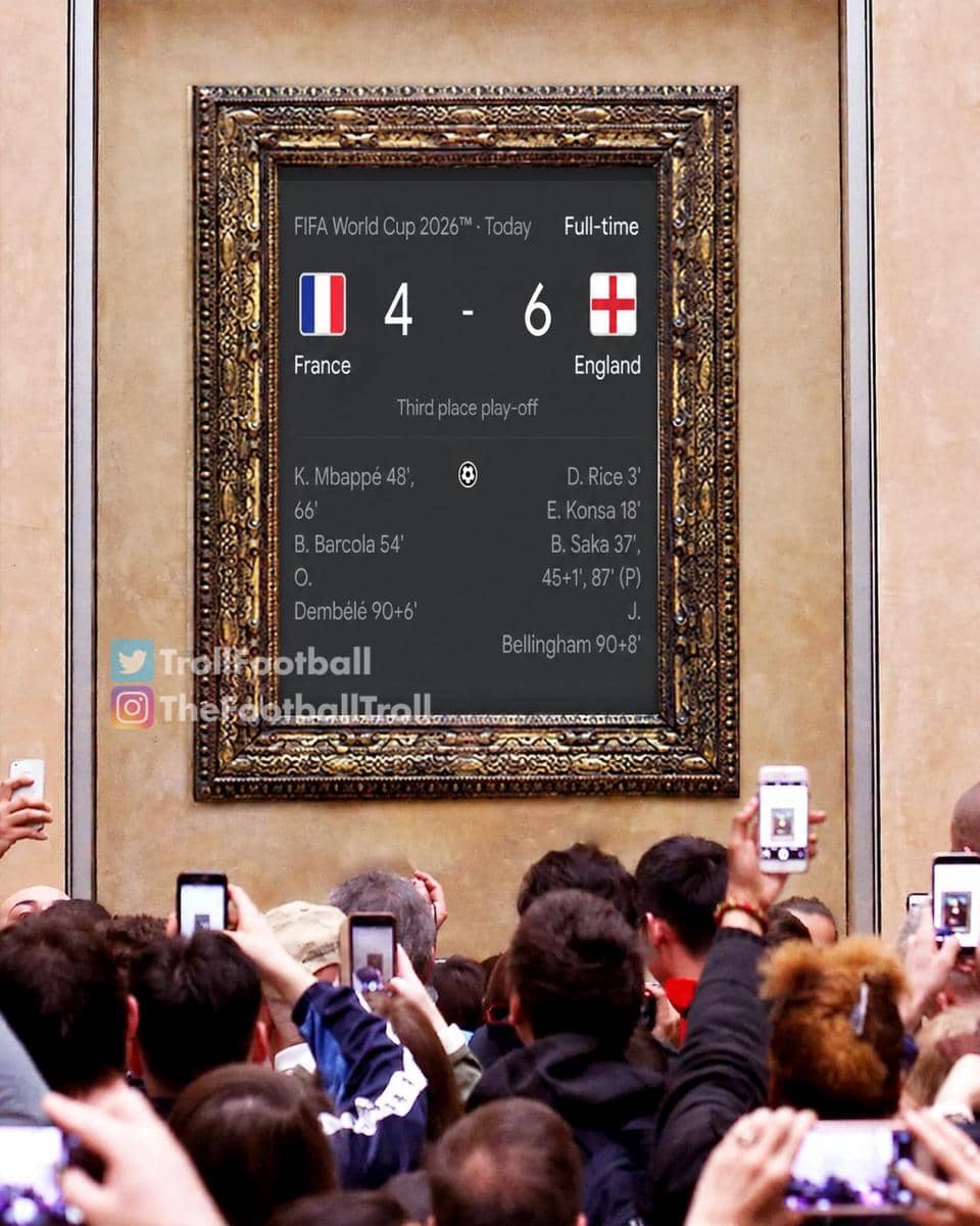 meme pertandingan Inggris vs Prancis hujan gol (x.com/trollfootball2)
