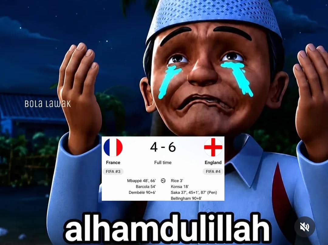 8 Meme Tok Dalang, Peminat Nomor 1 Inggris yang Menang Lawan Prancis