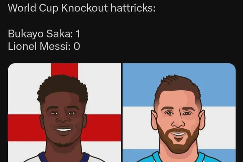 8 Meme Saka Hat Trick Lawan Prancis, Langsung Setara Messi?