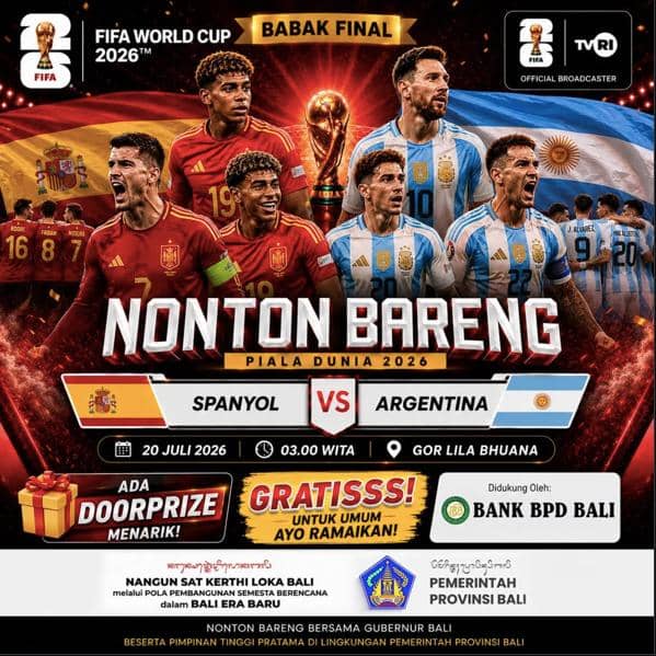 nobar final Piala Dunia 2026 di GOR Lila Bhuana Denpasar (instagram.com/disdikporabaliprov)
