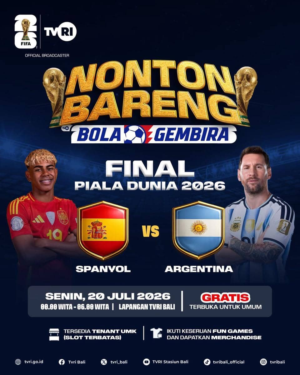 jadwal nobar final Piala Dunia 2026 di TVRI Bali (instagram.com/tvribali)