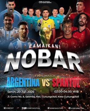 Bobby Nasution Nobar Final Piala Dunia 2026 di Lapangan Gunungsitoli