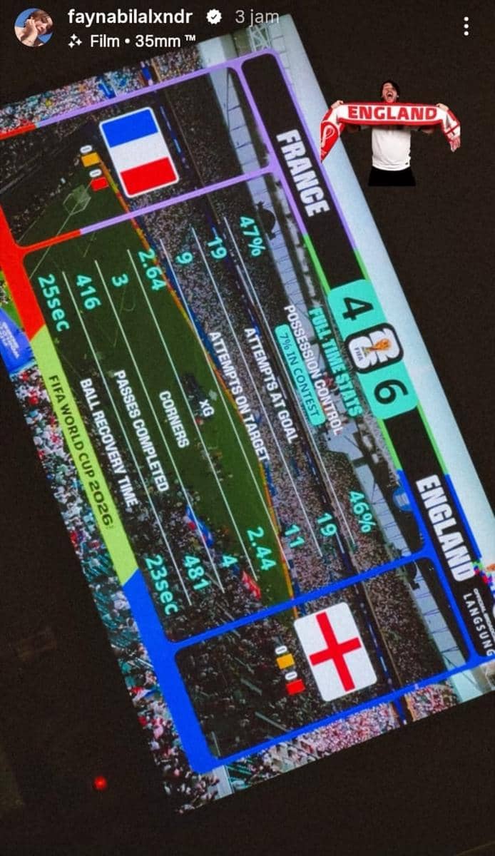 Reaksi artis Indonesia soal hasil match Inggris vs Prancis
