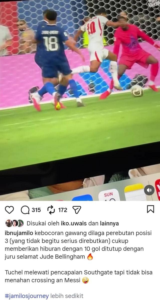 Reaksi artis Indonesia soal hasil match Inggris vs Prancis