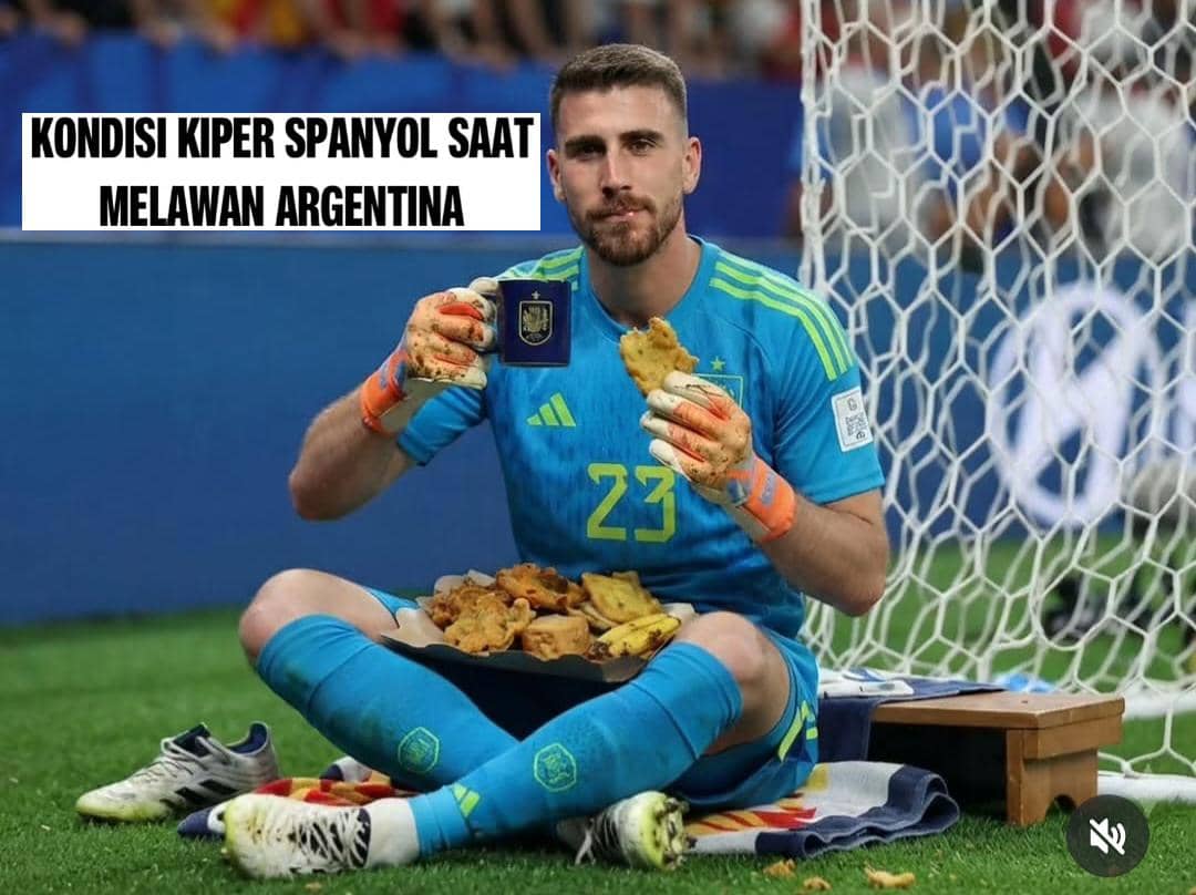 8 Meme Kiper Spanyol Santai Jaga Gawang saat Final, Bisa Sambil Ngopi?