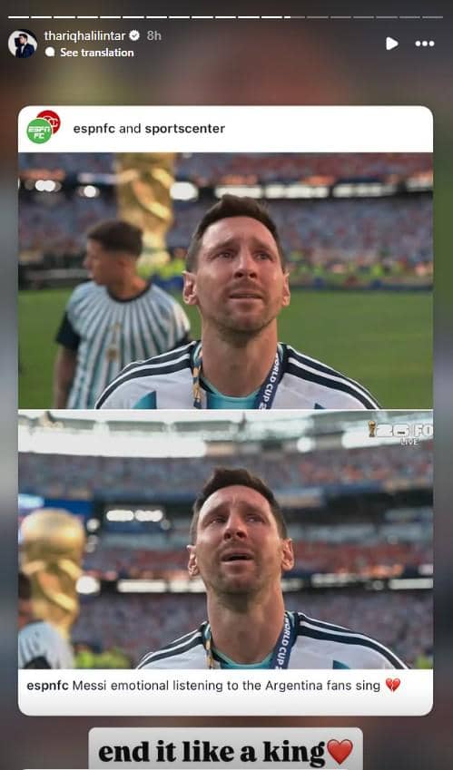 unggahan artis Indonesia untuk Messi di Piala Dunia terakhirnya (instagram.com/thariqhalilintar)