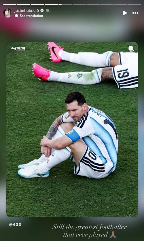 unggahan artis Indonesia untuk Messi di Piala Dunia terakhirnya (instagram.com/justinhubner5)