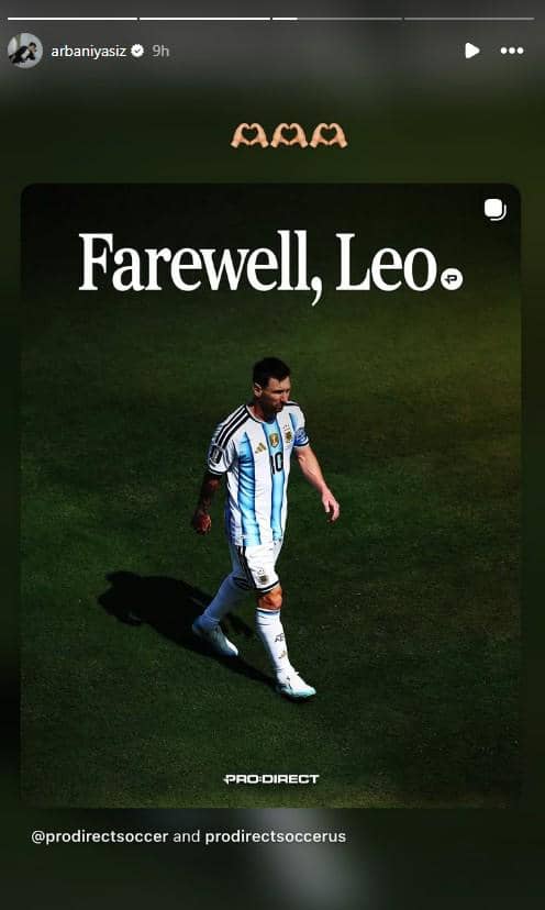 unggahan artis Indonesia untuk Messi di Piala Dunia terakhirnya (instagram.com/arbaniyasiz)