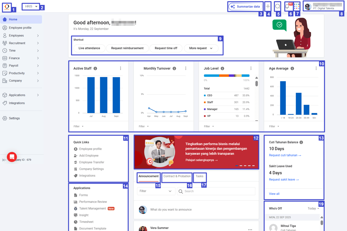ilustrasi dashboard Mekari Talenta