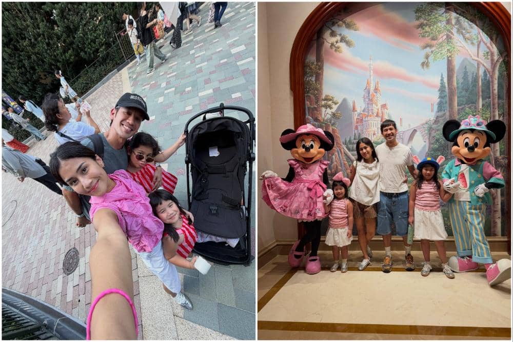 9 Potret Keluarga Gya Sadiqah Liburan di Disneyland Shanghai, Panas!