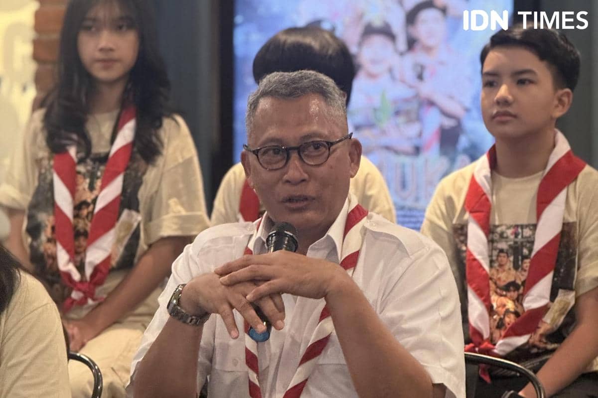 Buwas dalam konferensi pers film Pramuka pada Senin (20/7/2026)