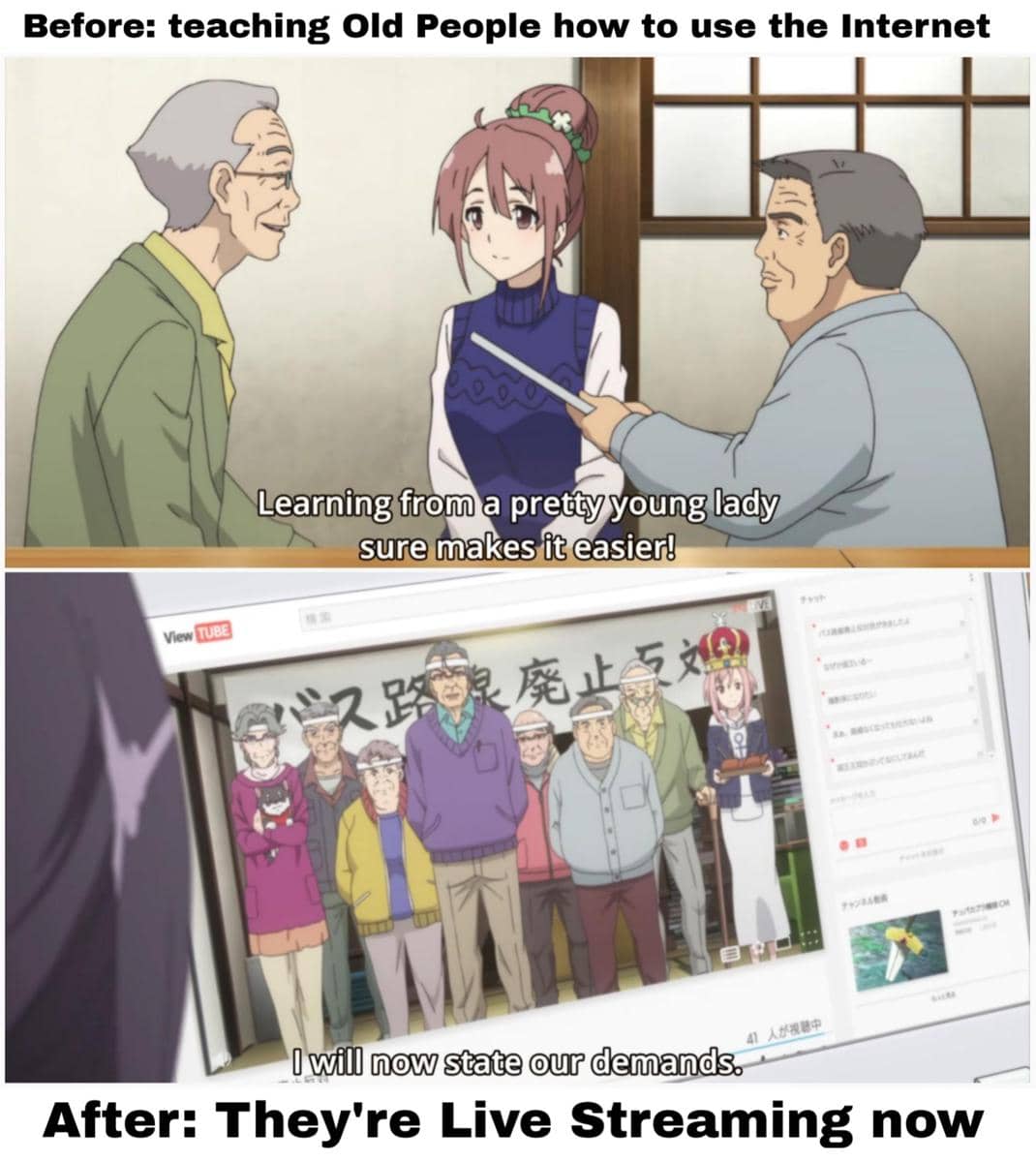 meme anime tentang orang-orang tua