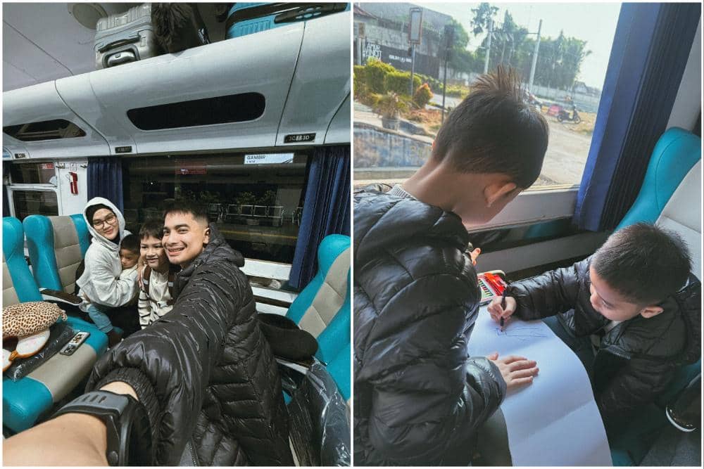 8 Potret Keluarga Alvin Faiz Naik Kereta ke Malang, Happy!