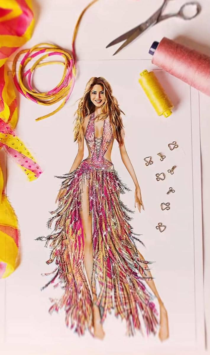 Kostum Shakira Final Piala Dunia, Pakai 200+ Ribu Kristal Swarovski (instagram.com/roberto_cavalli)