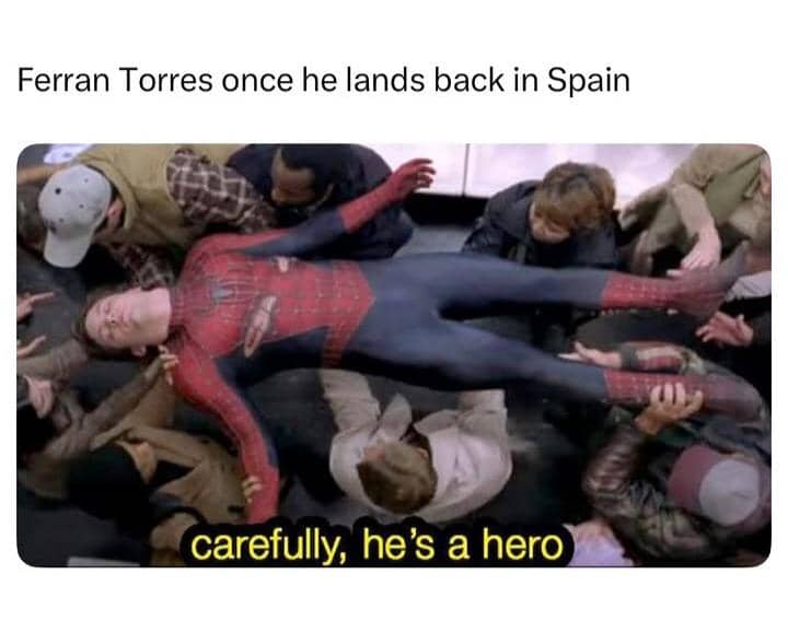8 Meme Ferran Torres Cetak Gol saat Final Piala Dunia, Superhero!