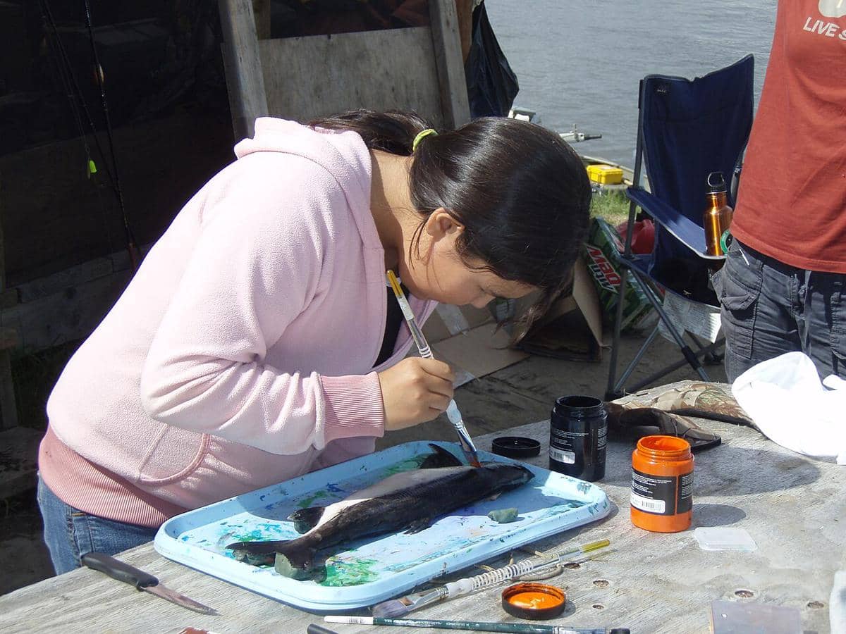 ilustrasi proses Gyotaku