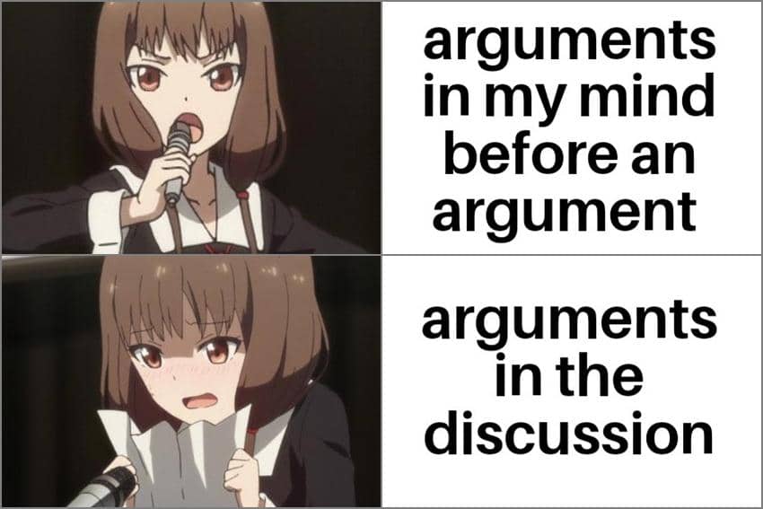8 Meme Anime tentang Kepanikan, Kicep di Depan Orang?