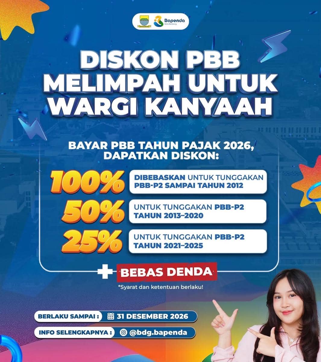Pemkot Bandung Hapus Tunggakan PBB dari 2012, Ringankan Beban Warga
