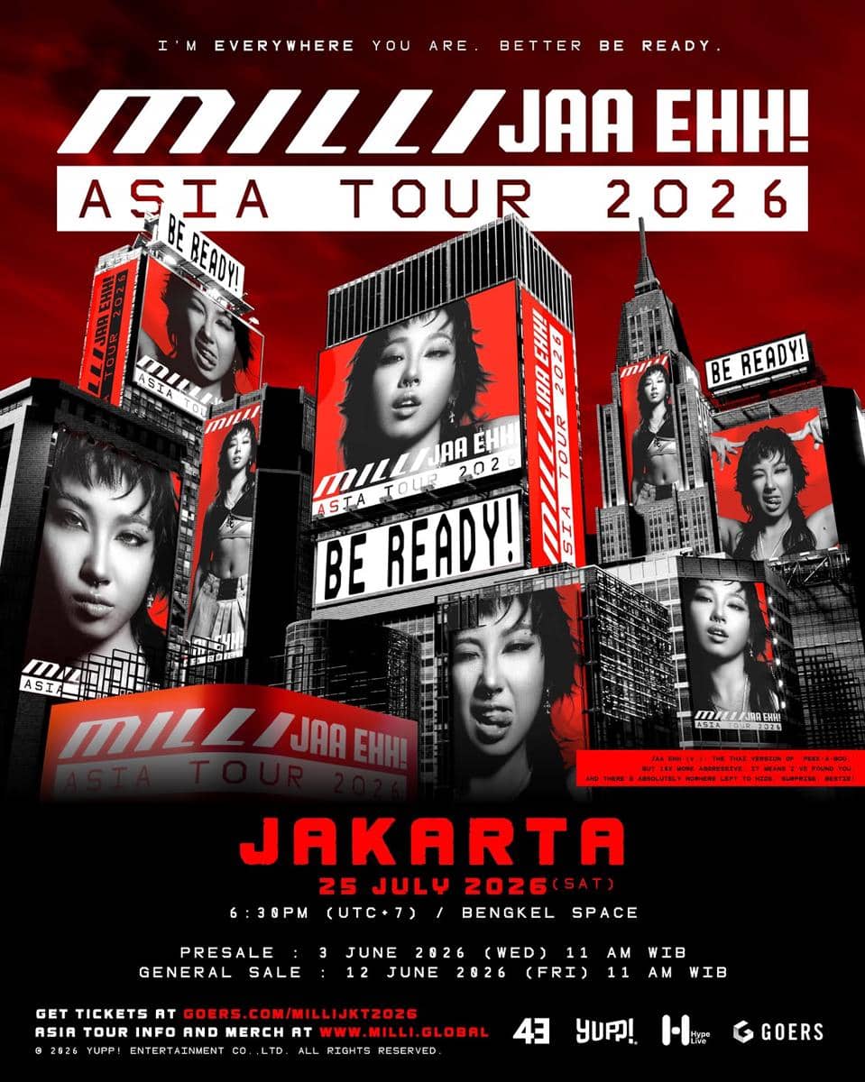 Poster resmi tur konser "MILLI JAA EHH! ASIA TOUR 2026 Jakarta" (instagram.com/hypelive.id)