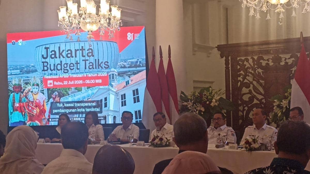Gubernur DKI Jakarta Pramono Anung dalam Jakarta Budget Talks di Balai Kota, Rabu (22/7/2026).