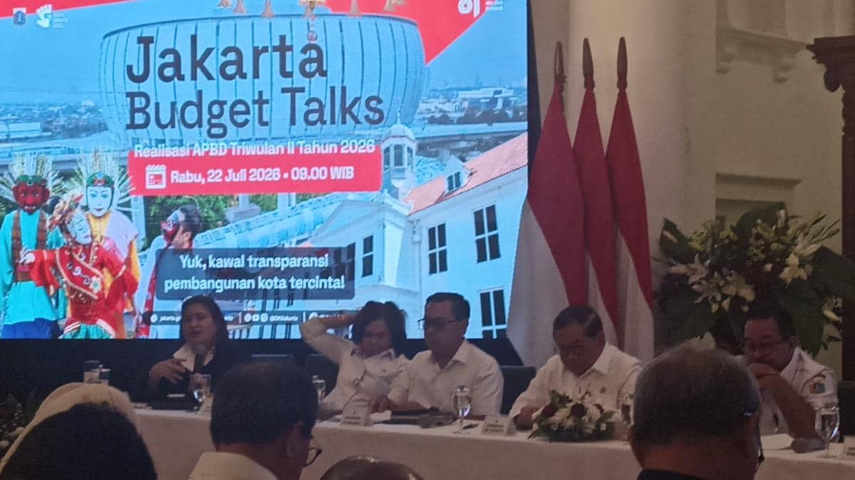 Gubernur DKI Jakarta Pramono Anung dalam Jakarta Budget Talks di Balai Kota, Rabu (22/7/2026).