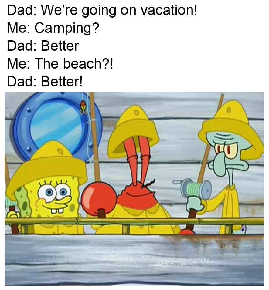 meme SpongeBob tentang liburan